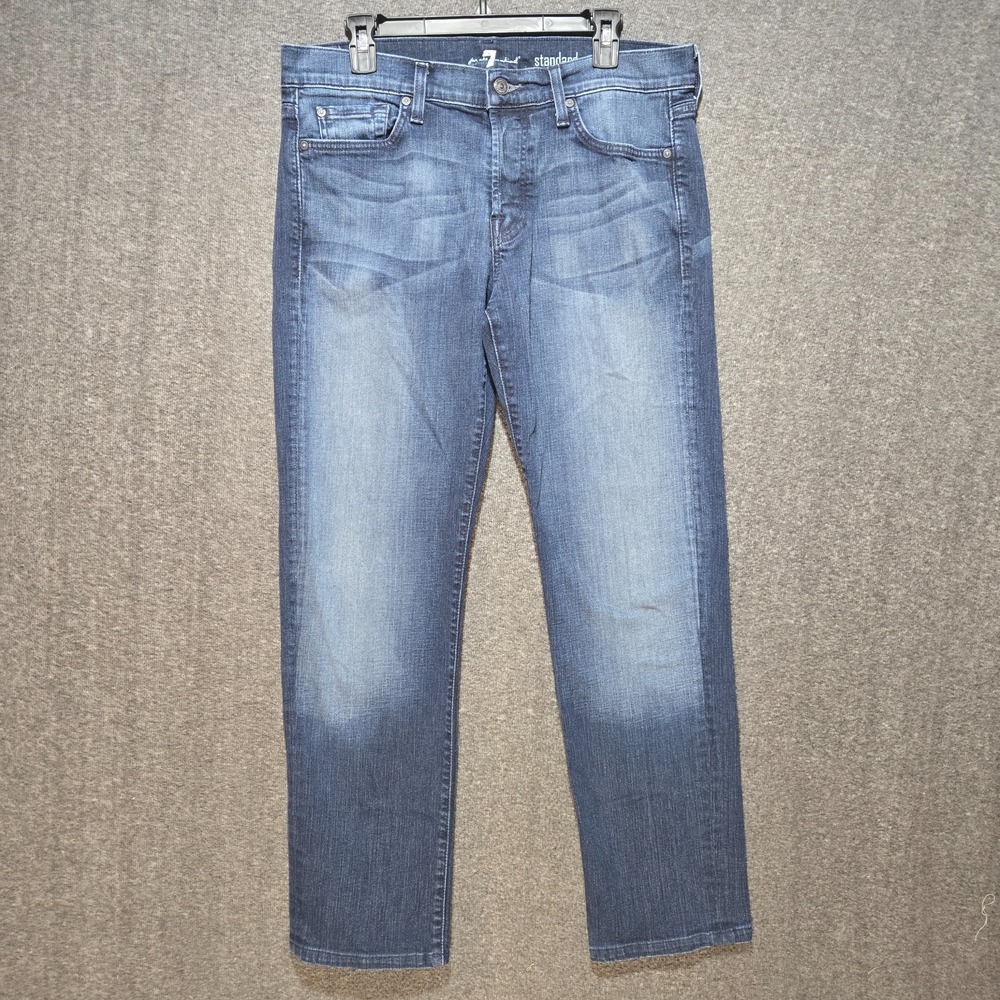 7 For All Mankind Standard Blue Jeans Straight Leg Denim Mens Size 34x30